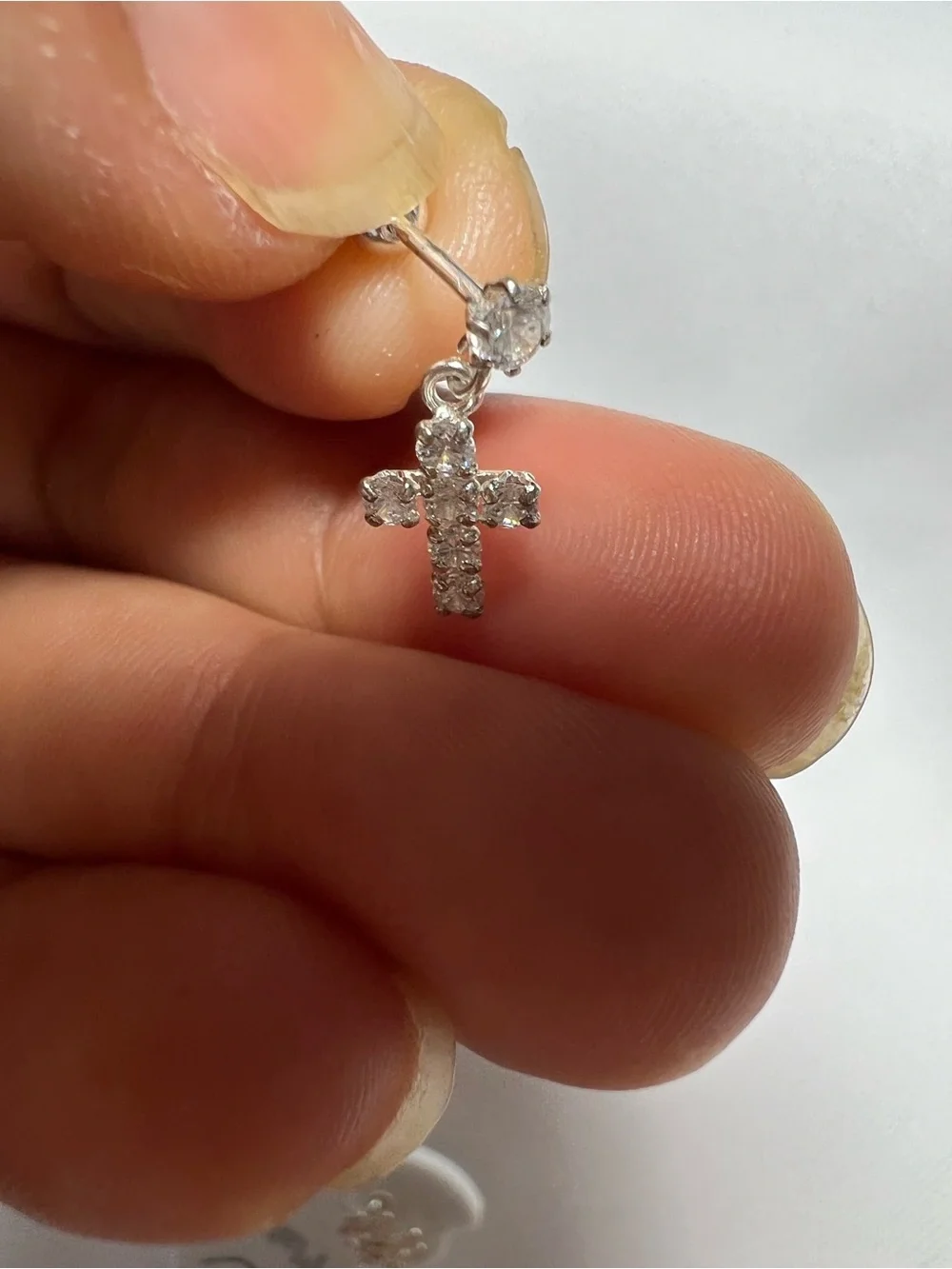 925 plata Cross Earrings with Crystal Accents